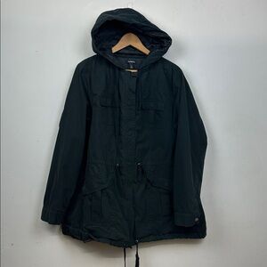 Torrid Black Utility Anorak Cargo Waist Cinch Snap Button Hooded Jacket 2X